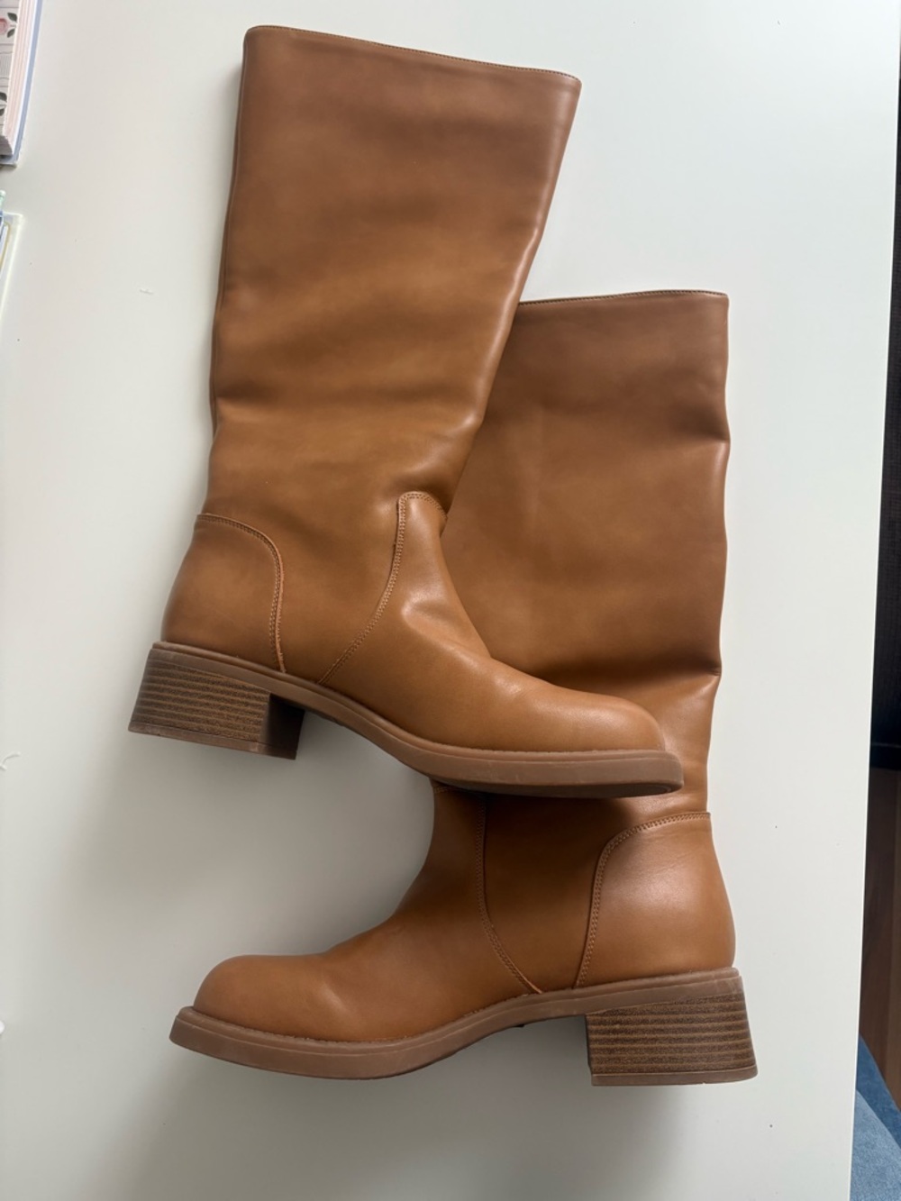 Madden Girl Tan Mid-Heel Pull-On Knee Boots